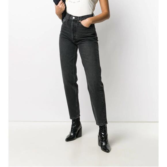 Re/Done Pixie High Rise Jeans in Black - Picture 1 of 11